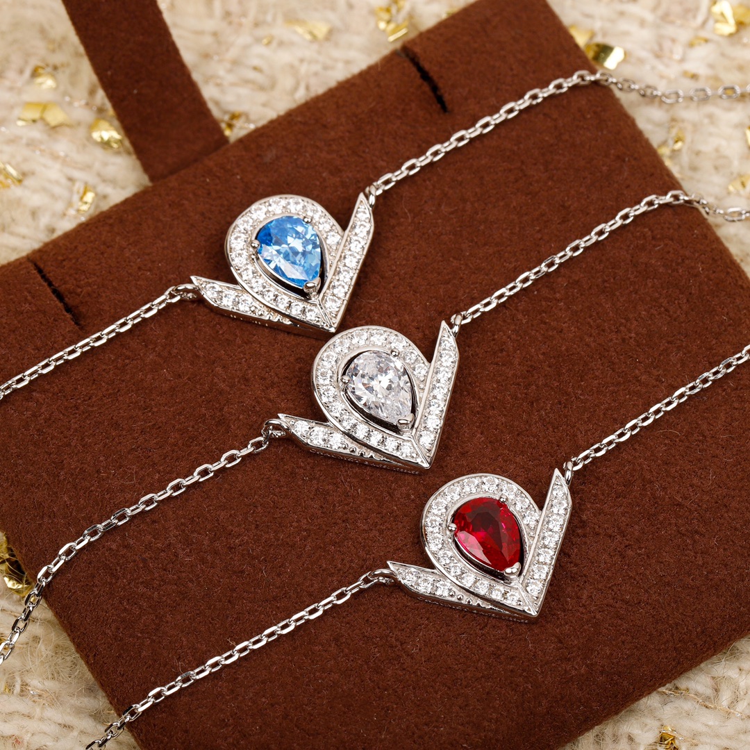 CMNS015 S925 Sterling silver Drop-shaped diamond Josephine Aigrette pendant Necklace - ccjewelryacc