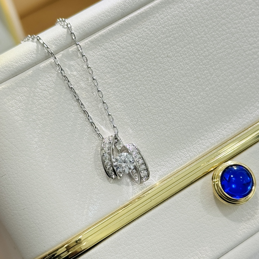 CMNS014 S925 Sterling silver diamond Josephine pendant Necklace stud earring - ccjewelryacc