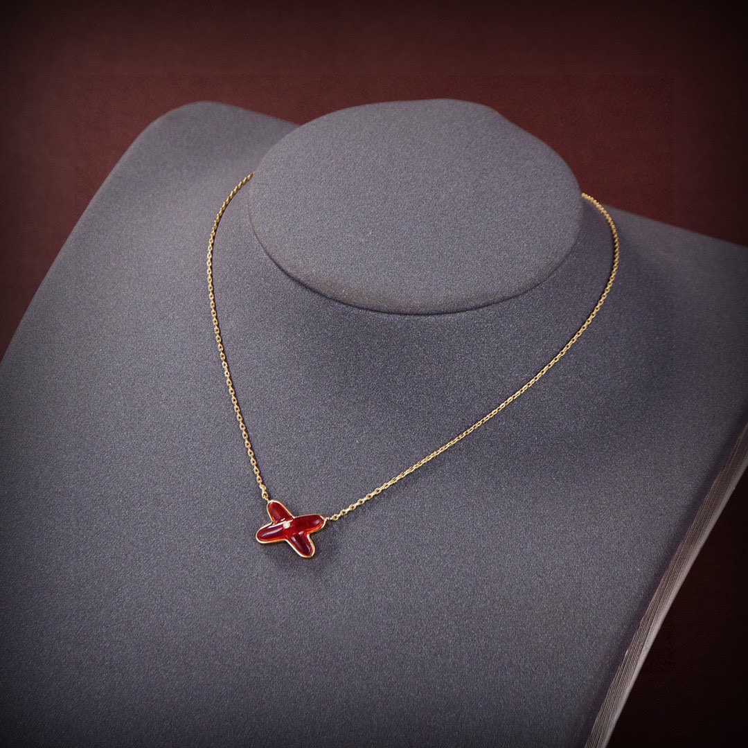 CMNS017 S925 Sterling silver onyx X necklace - ccjewelryacc