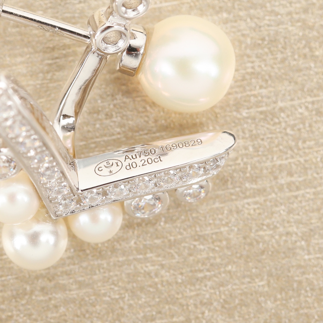 CMES003 S925 Sterling silver asymmetry Swarovski pearl stud earrings - ccjewelryacc