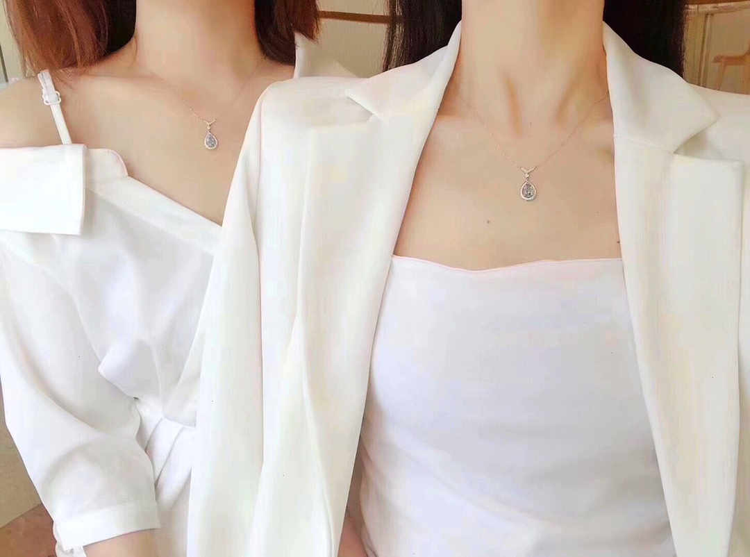 CMNS013 S925 Sterling silver Blue diamond Josephine pendant Necklace - ccjewelryacc