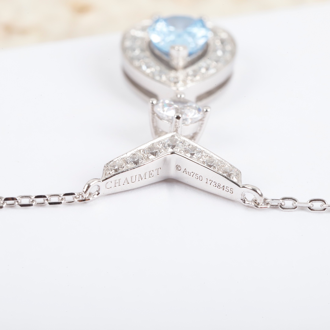CMNS013 S925 Sterling silver Blue diamond Josephine pendant Necklace - ccjewelryacc