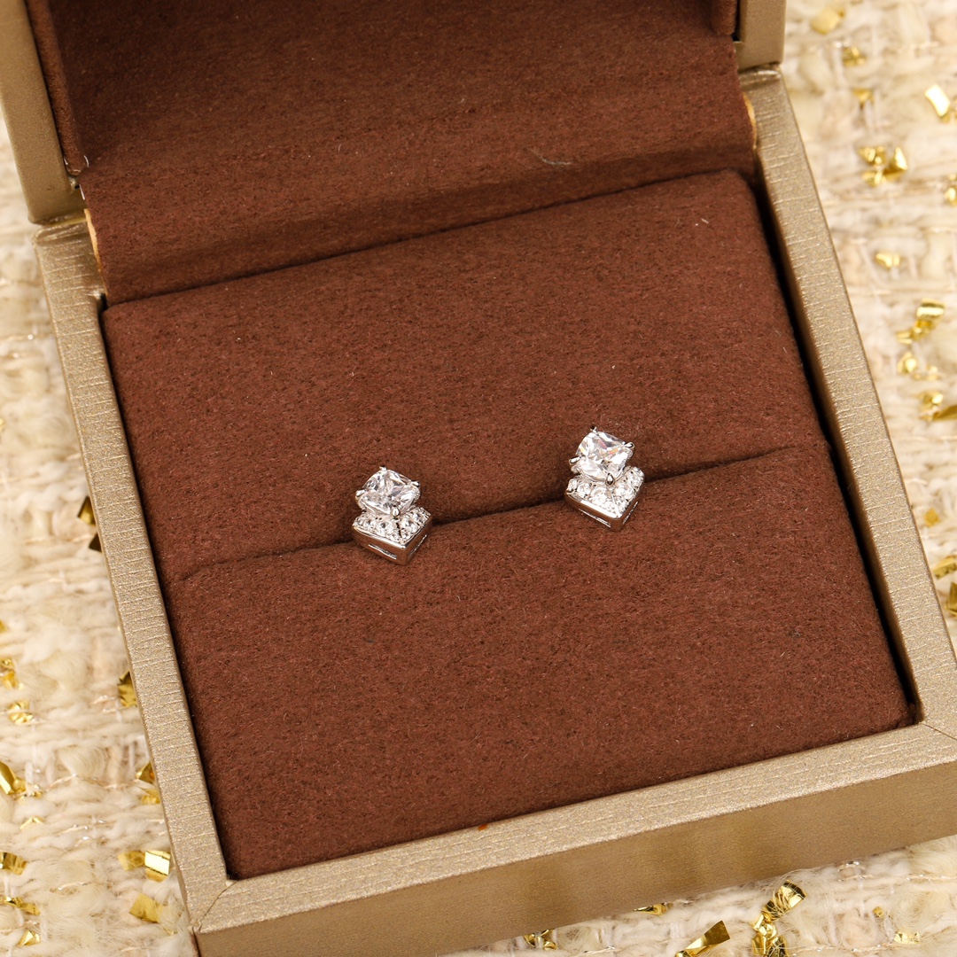 CMES007 S925 Sterling silver diamond stud earrings - ccjewelryacc