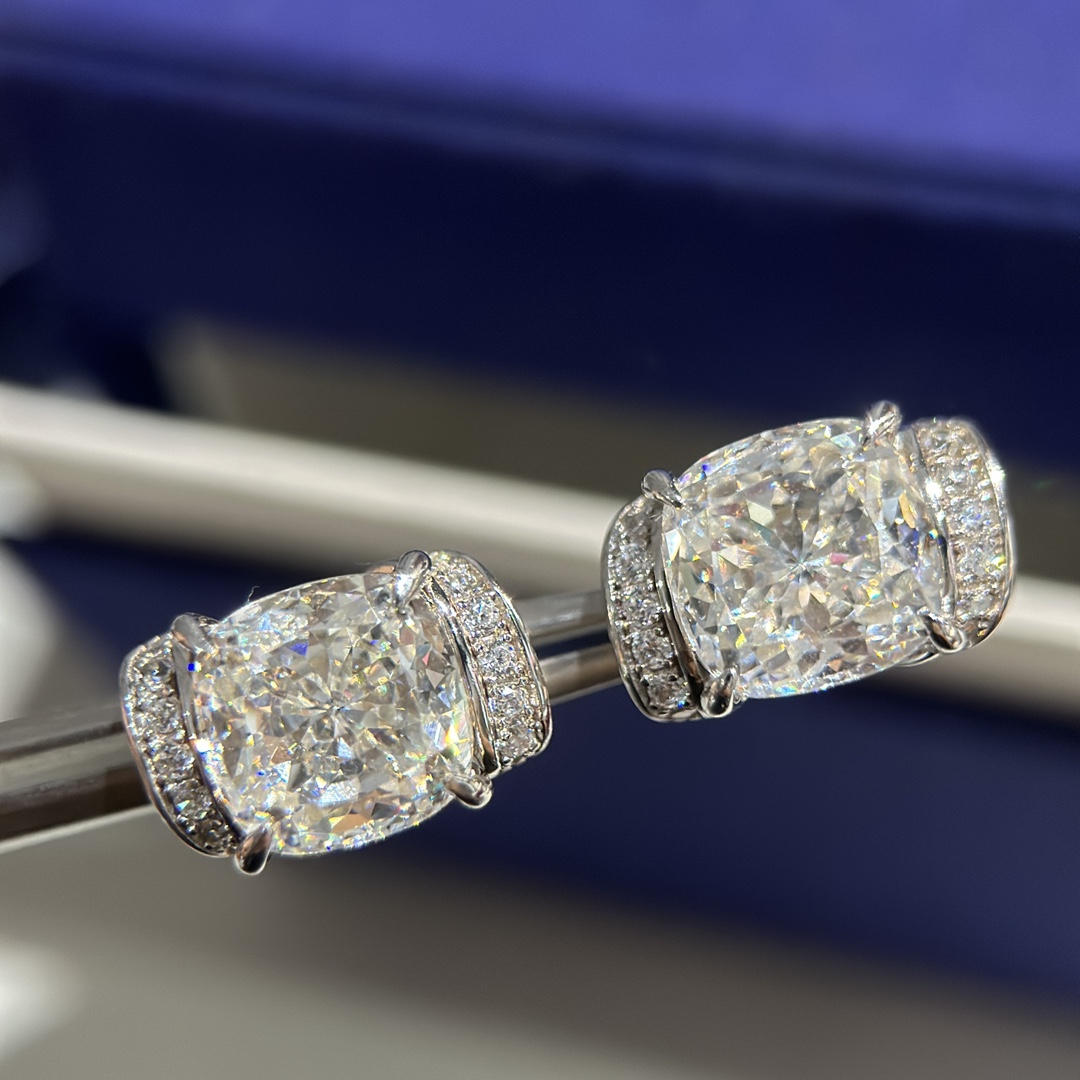 CMES005 S925 Sterling silver square diamond stud earrings - ccjewelryacc