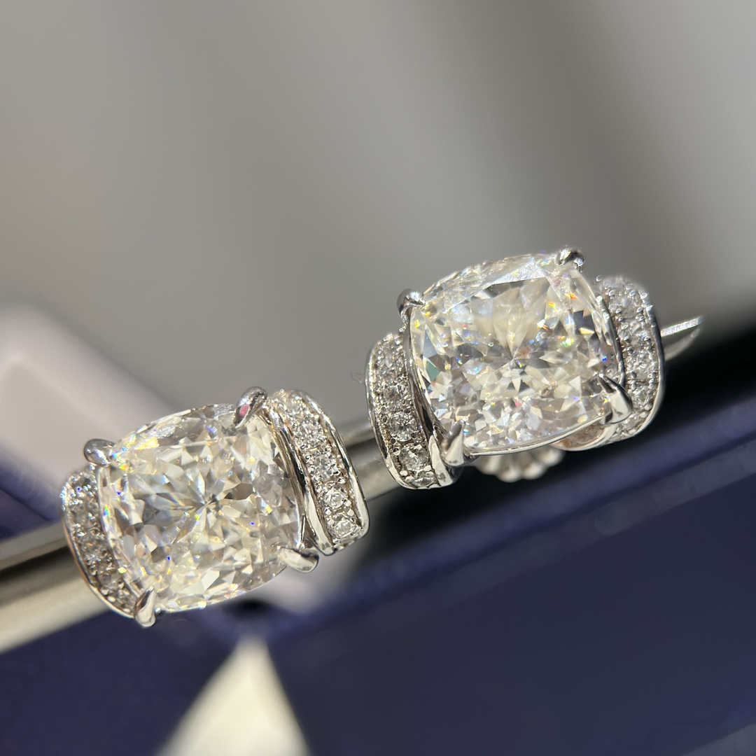 CMES005 S925 Sterling silver square diamond stud earrings - ccjewelryacc