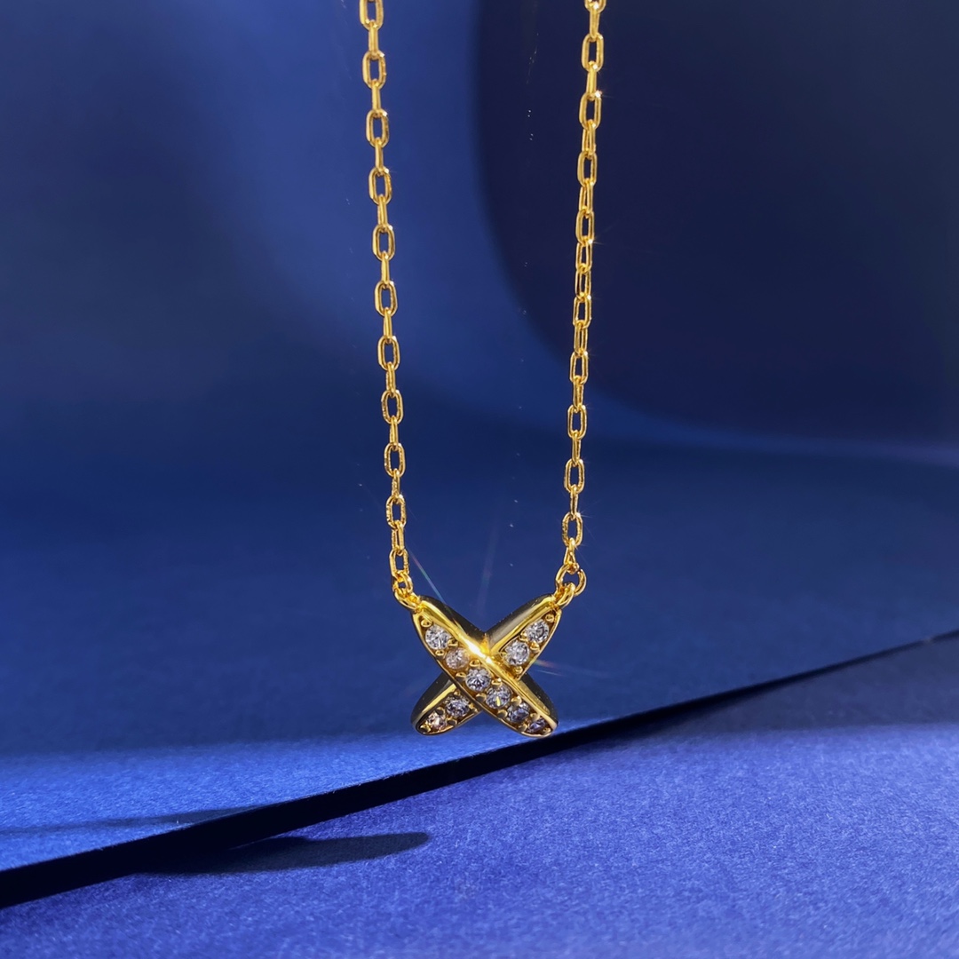 CMN001 Full crystal X necklace - ccjewelryacc