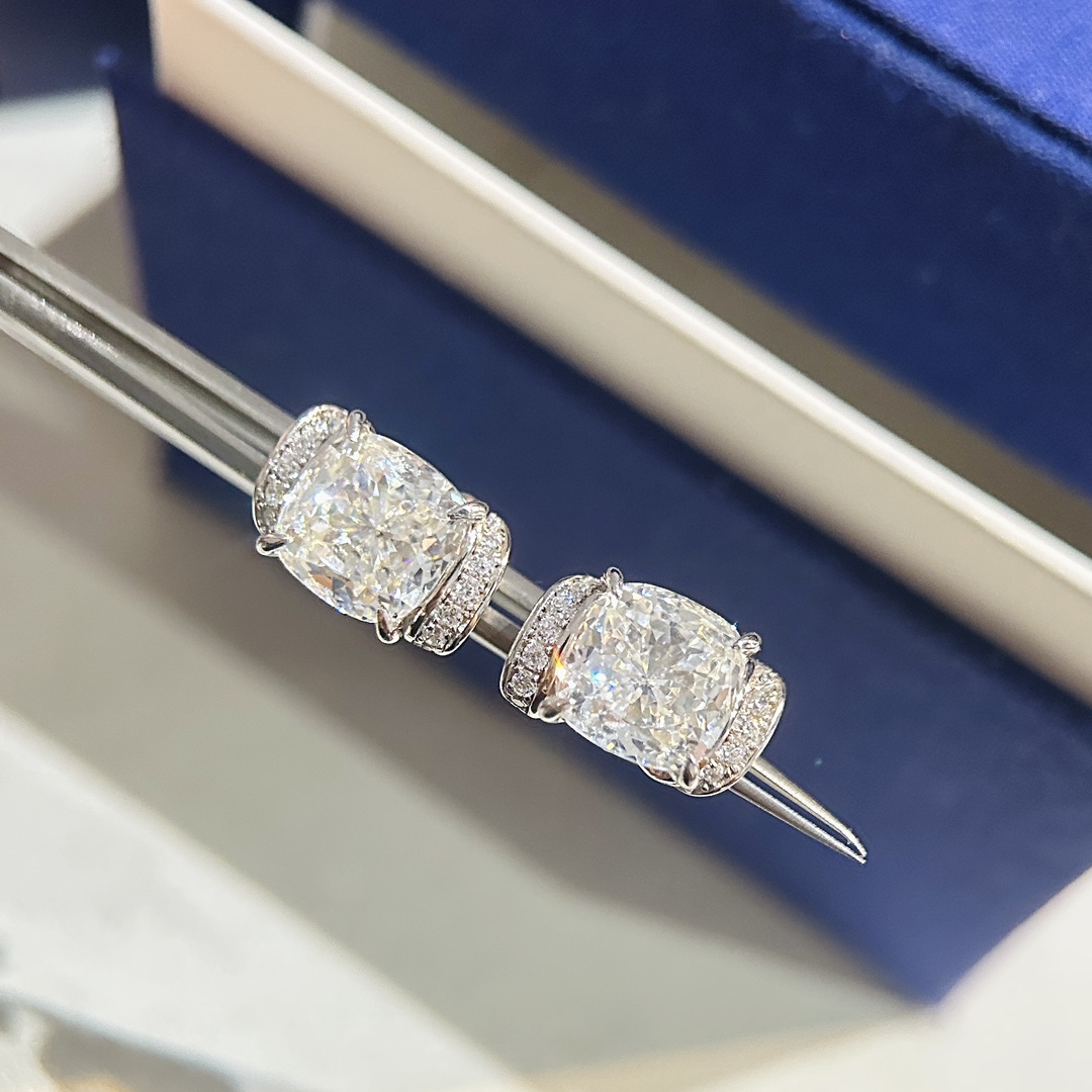 CMES005 S925 Sterling silver square diamond stud earrings - ccjewelryacc