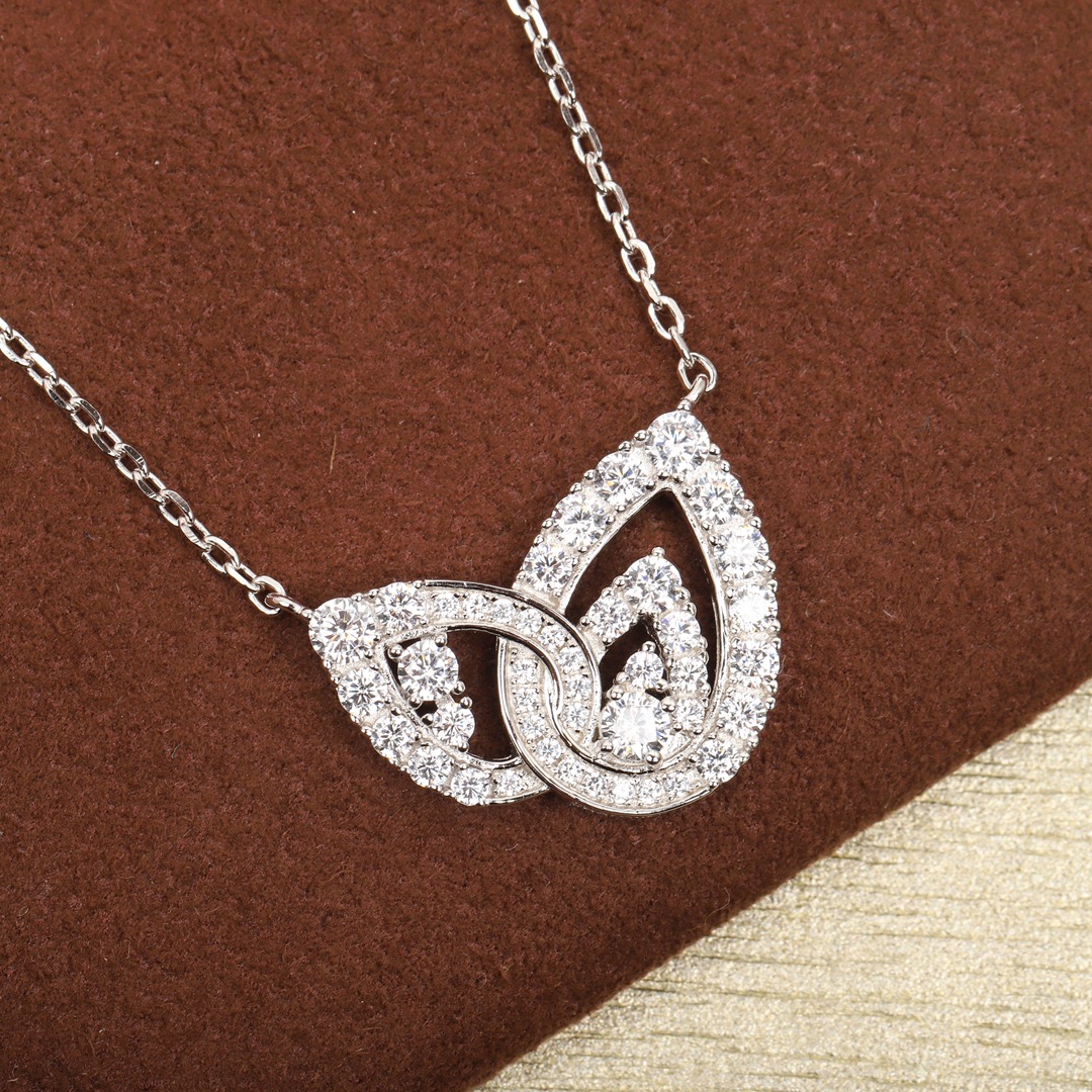 CMNS020 S925 Sterling silver Drop-shaped diamond Josephine Aigrette pendant Necklace - ccjewelryacc