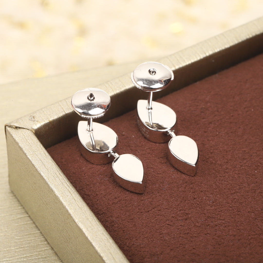 CMES008 S925 Sterling silver drop shape diamond stud earrings - ccjewelryacc