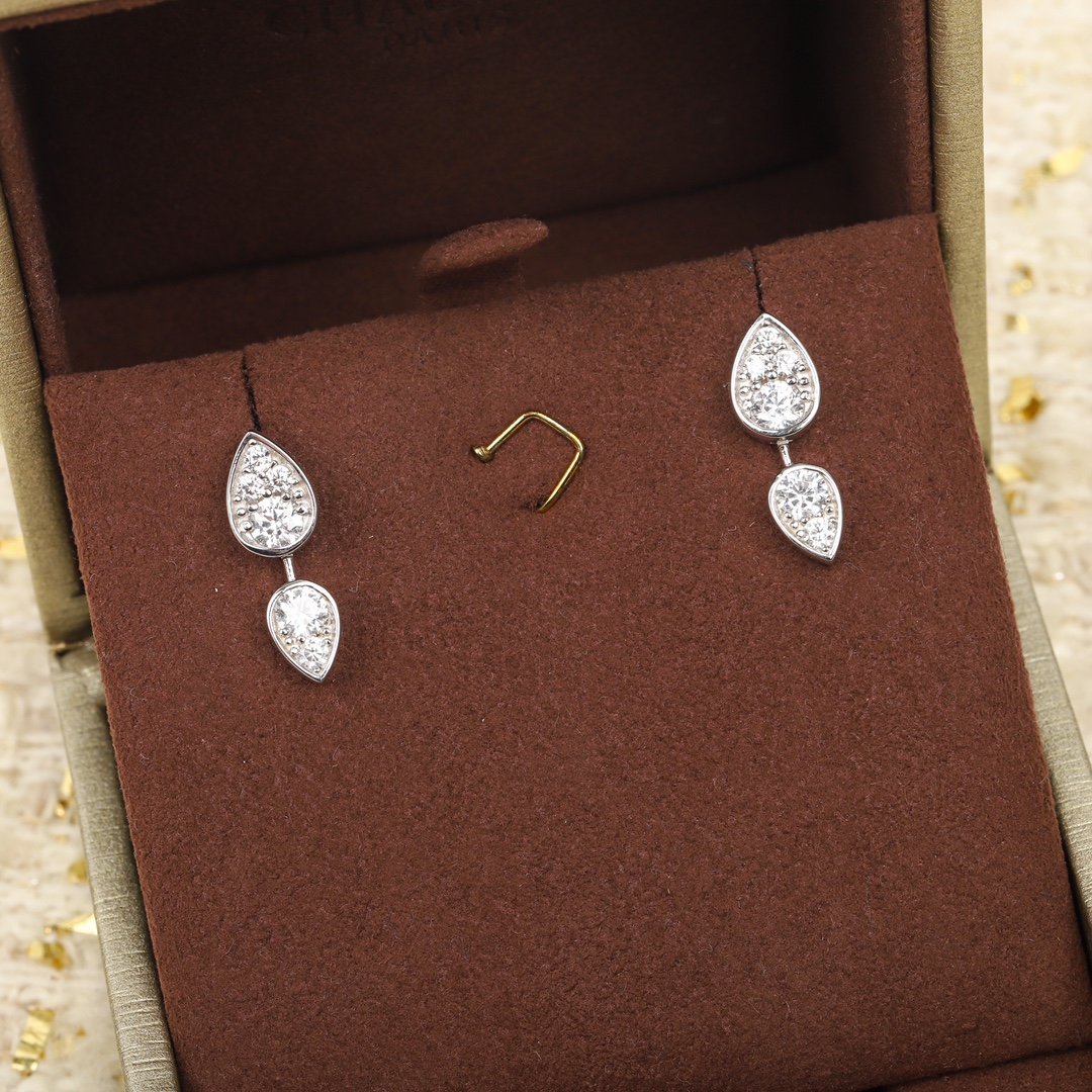 CMES008 S925 Sterling silver drop shape diamond stud earrings - ccjewelryacc