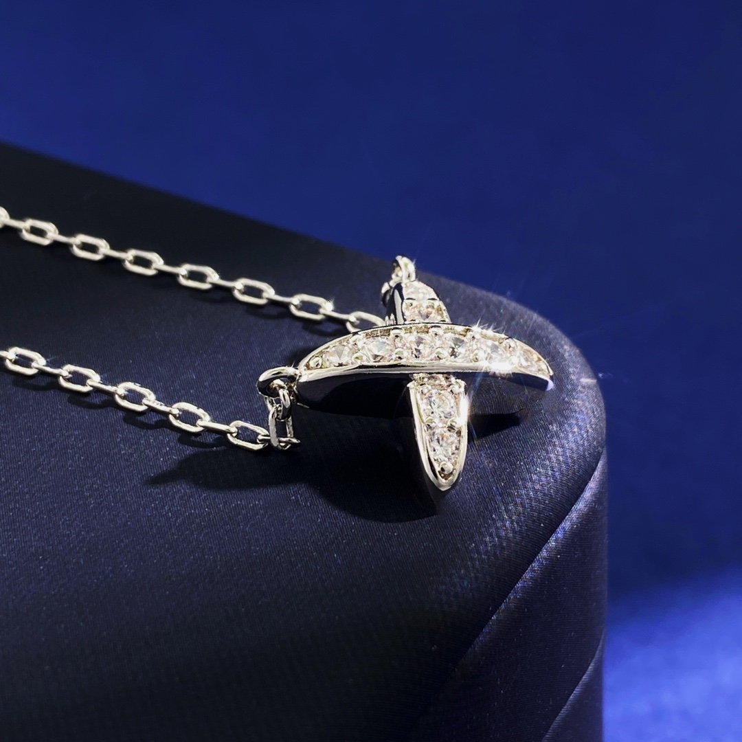 CMN001 Full crystal X necklace - ccjewelryacc