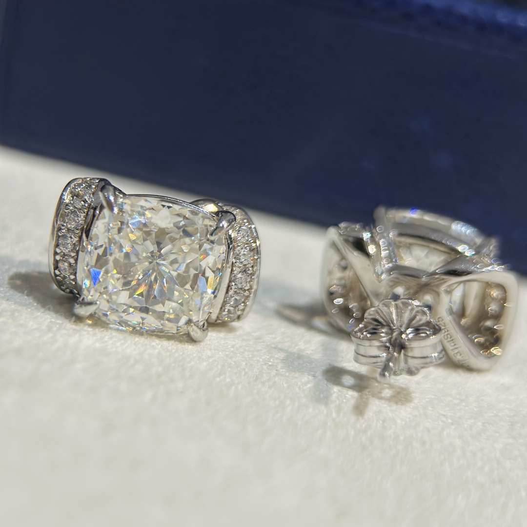 CMES005 S925 Sterling silver square diamond stud earrings - ccjewelryacc