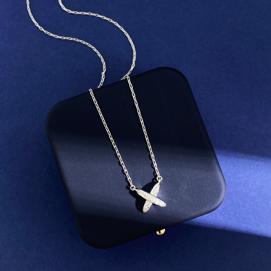 CMN001 Full crystal X necklace - ccjewelryacc
