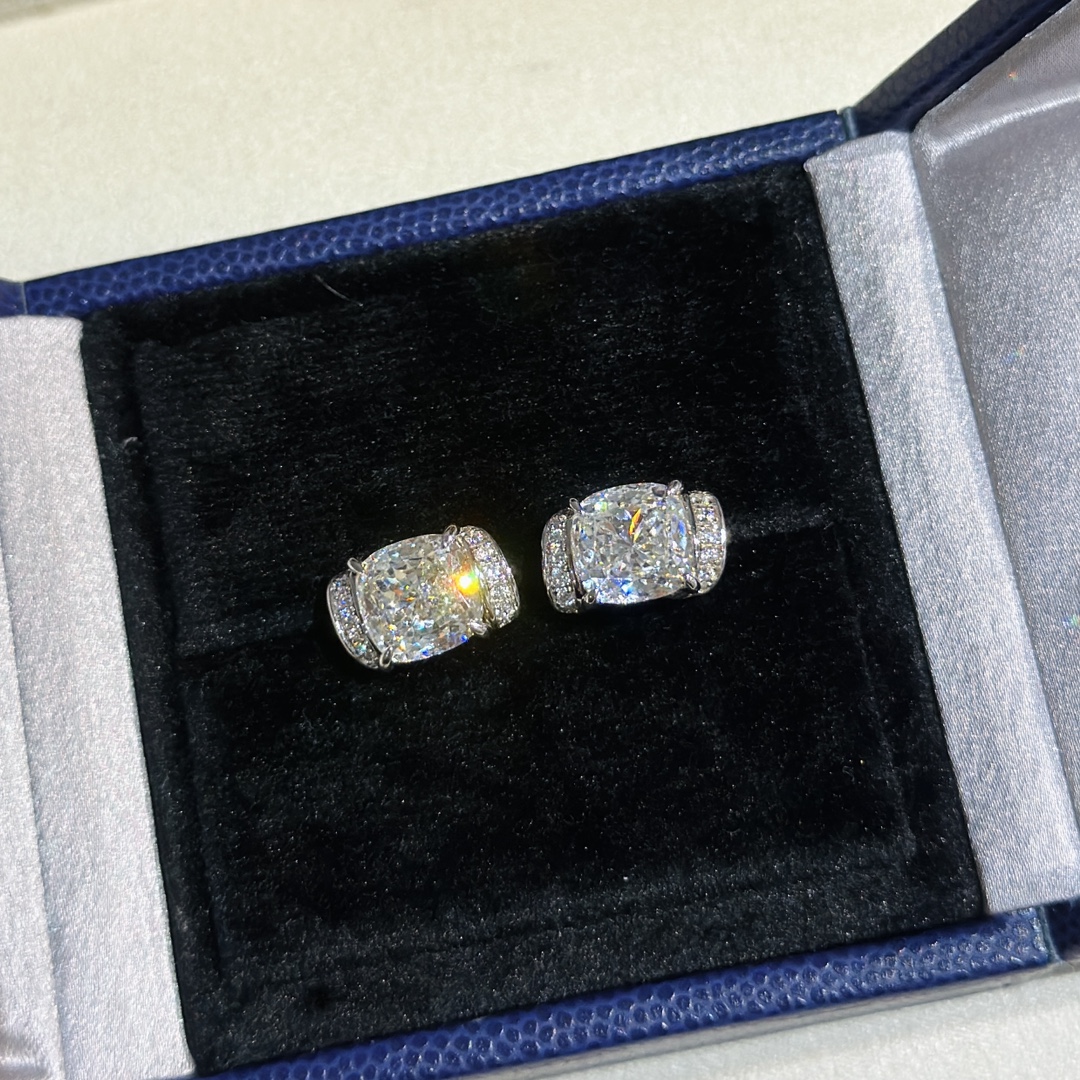 CMES005 S925 Sterling silver square diamond stud earrings - ccjewelryacc