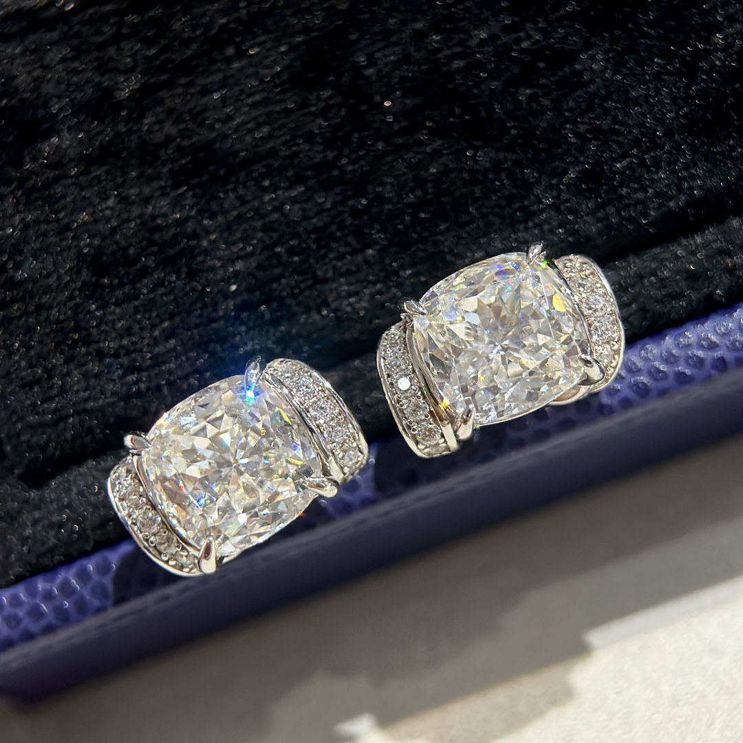 CMES005 S925 Sterling silver square diamond stud earrings - ccjewelryacc