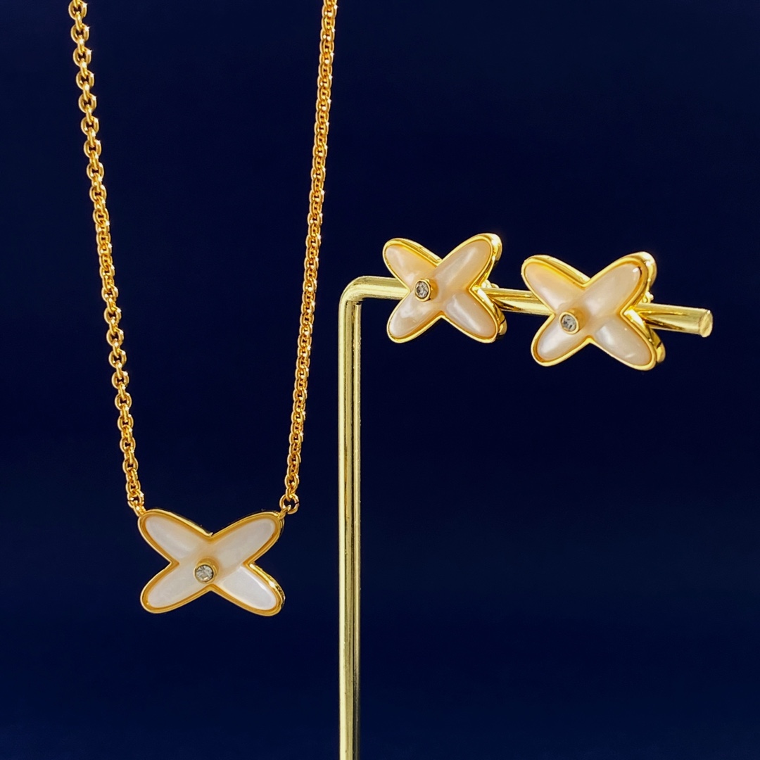 CMN002 jeux de liens X Necklace stud earring - ccjewelryacc