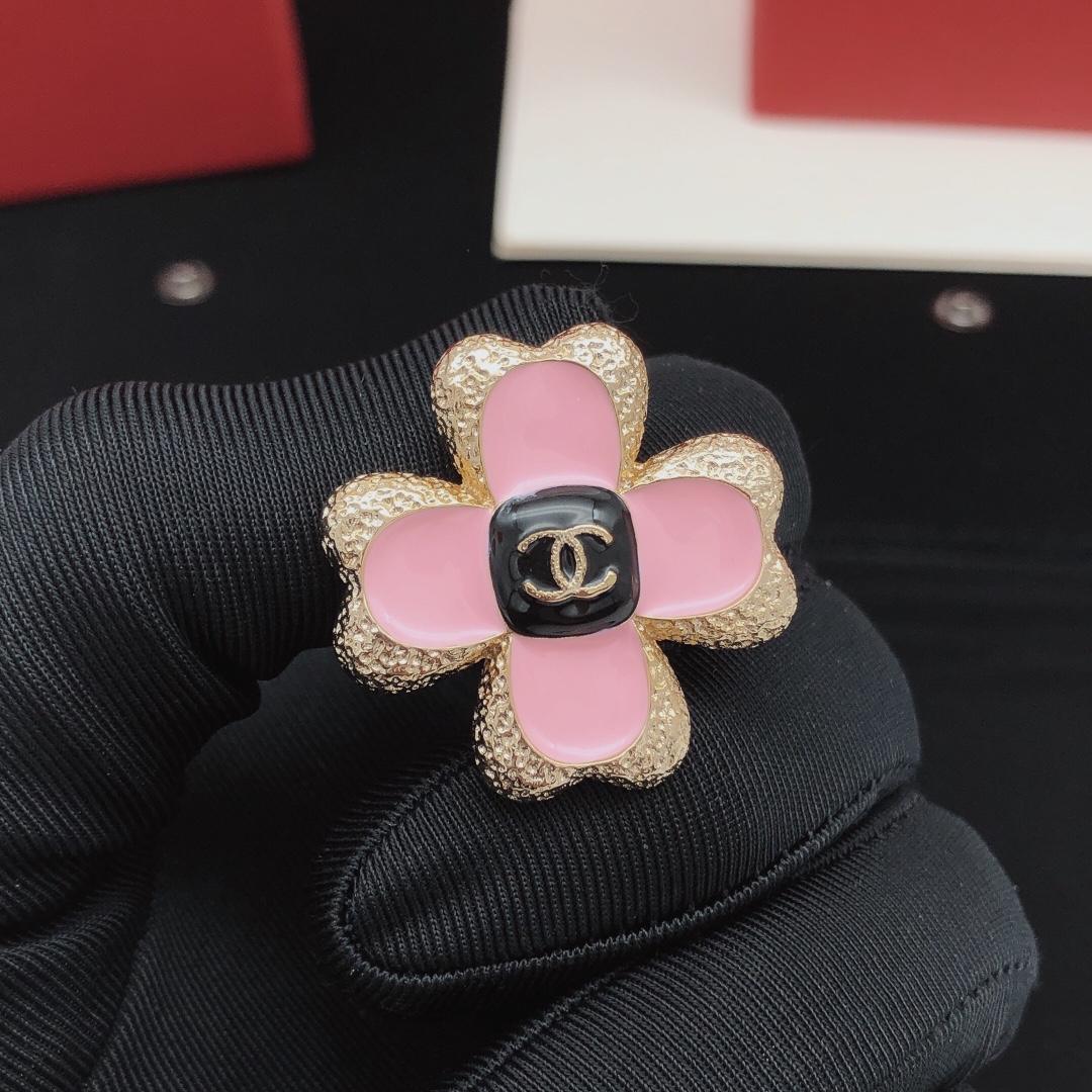 CCE213 CC Logo four leaf clover camellia flower earrings - ccjewelryacc