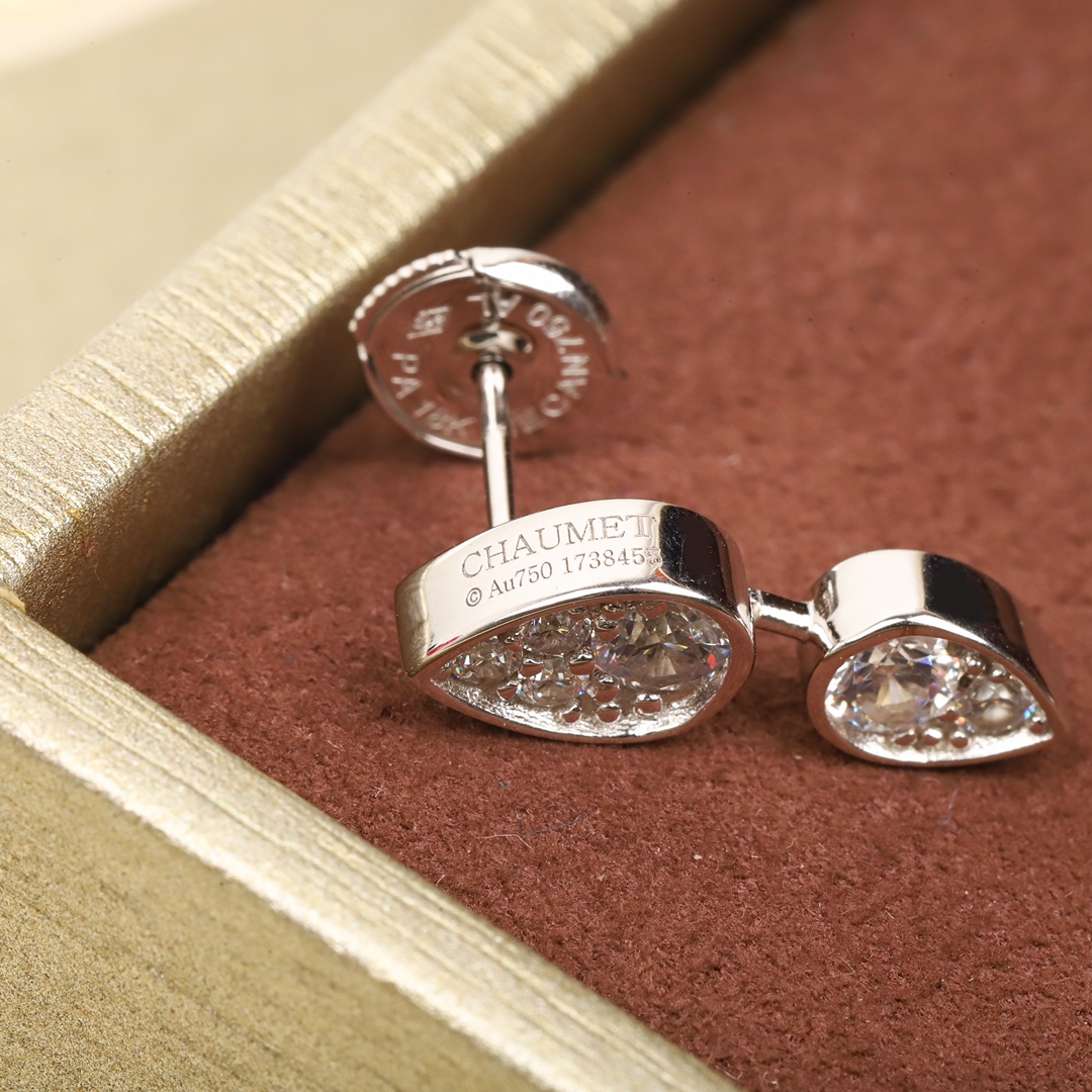 CMES008 S925 Sterling silver drop shape diamond stud earrings - ccjewelryacc