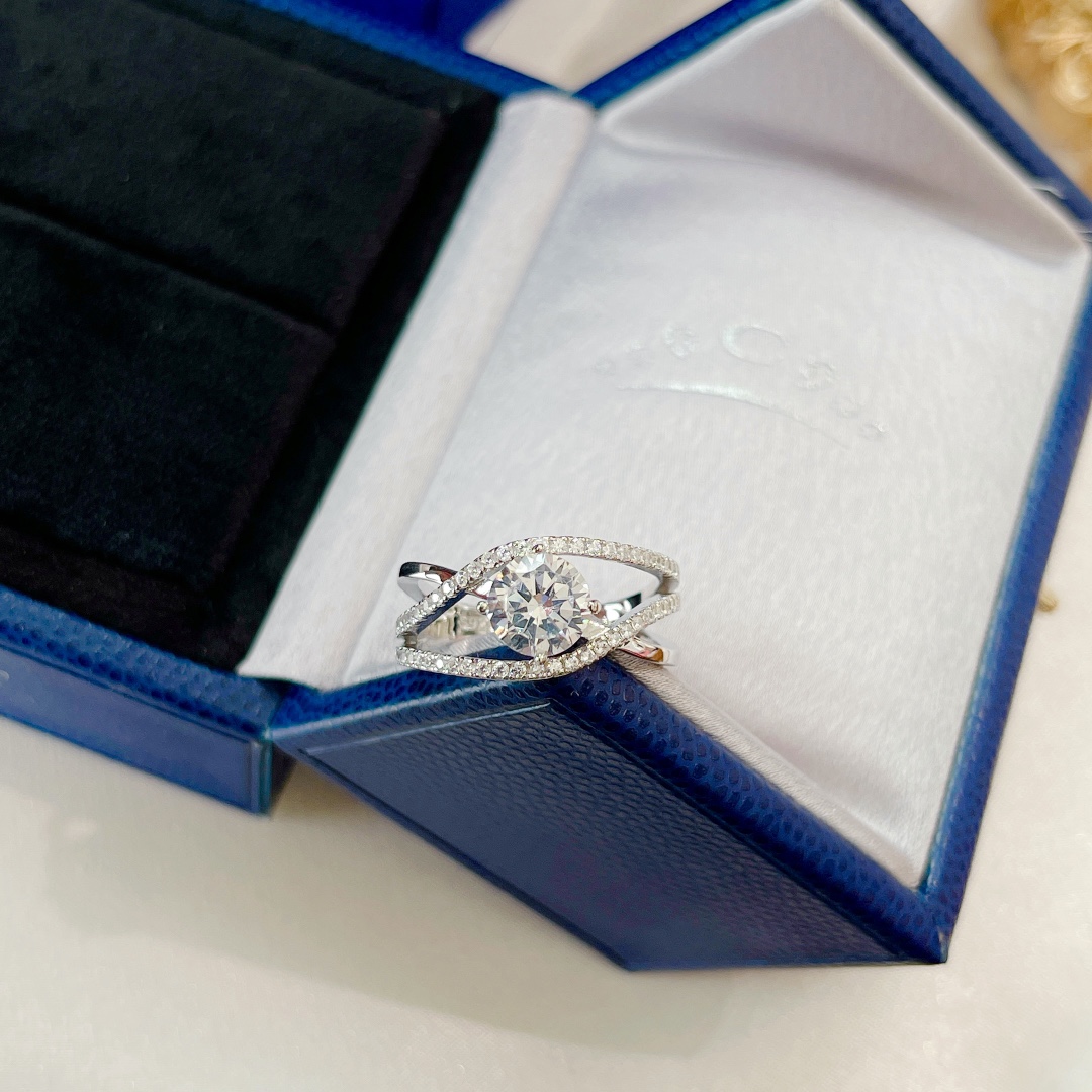 CMRS006 S925 Sterling silver 18k white gold plated Diamond liens ring - ccjewelryacc