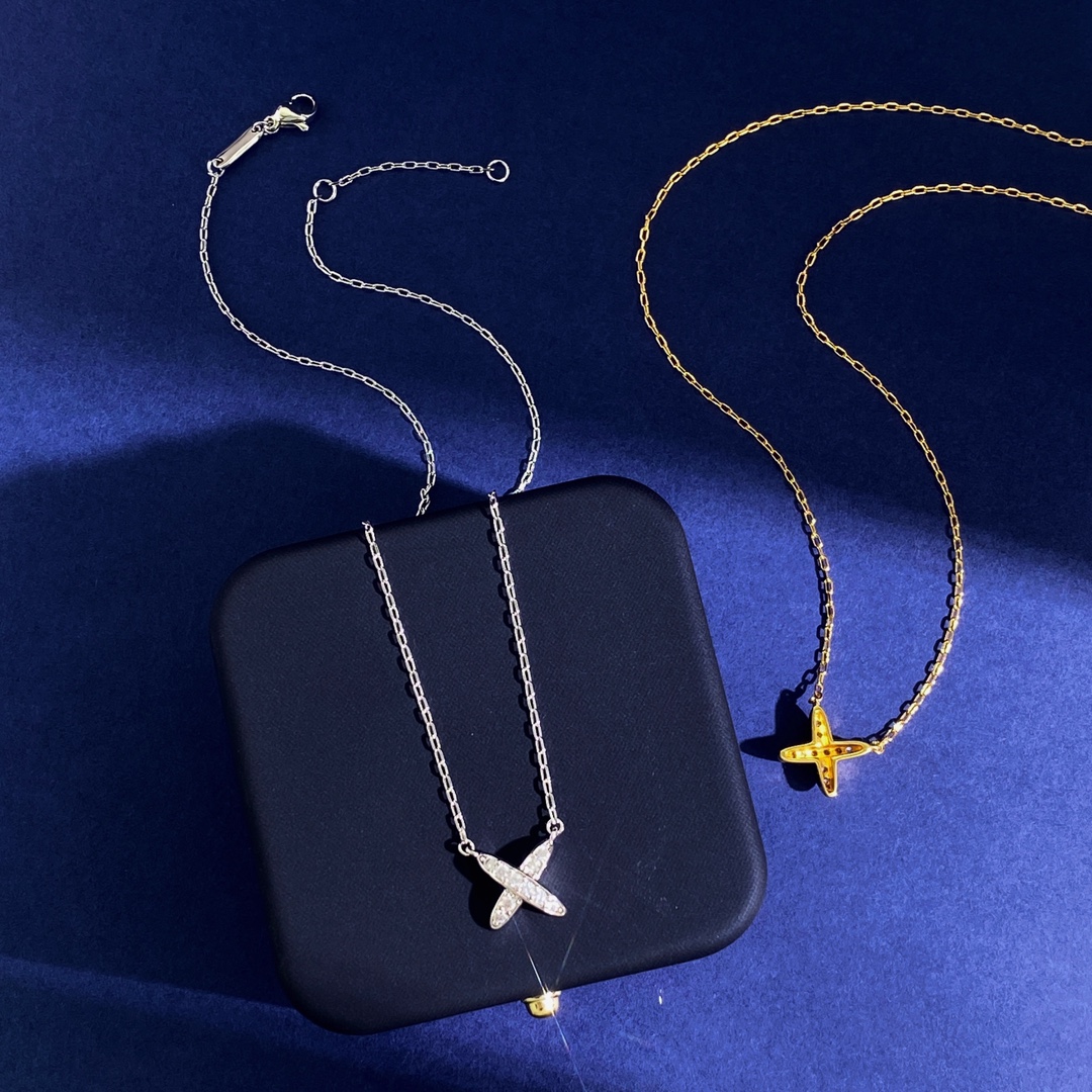 CMN001 Full crystal X necklace - ccjewelryacc