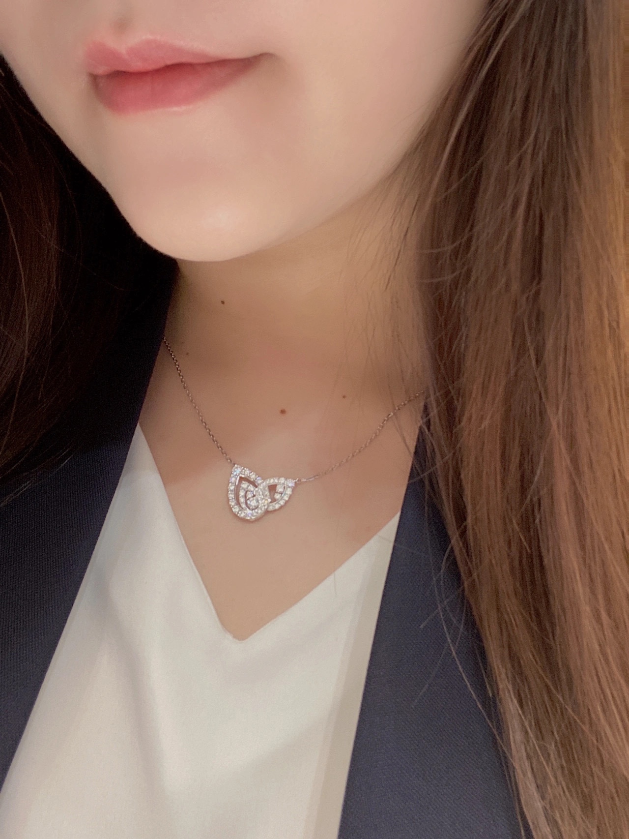 CMNS020 S925 Sterling silver Drop-shaped diamond Josephine Aigrette pendant Necklace - ccjewelryacc