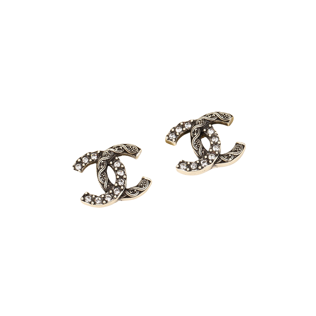 CCE820C 24A Vintage Crystal diamond CC Logo Stud earrings - ccjewelryacc