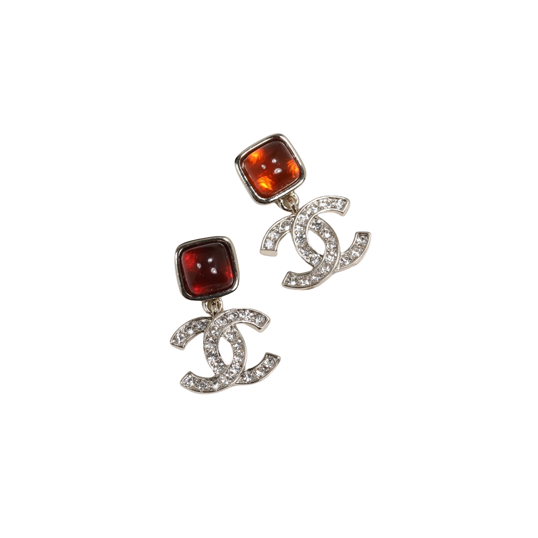 CCE794 Vintage crystal CC Logo earrings - ccjewelryacc