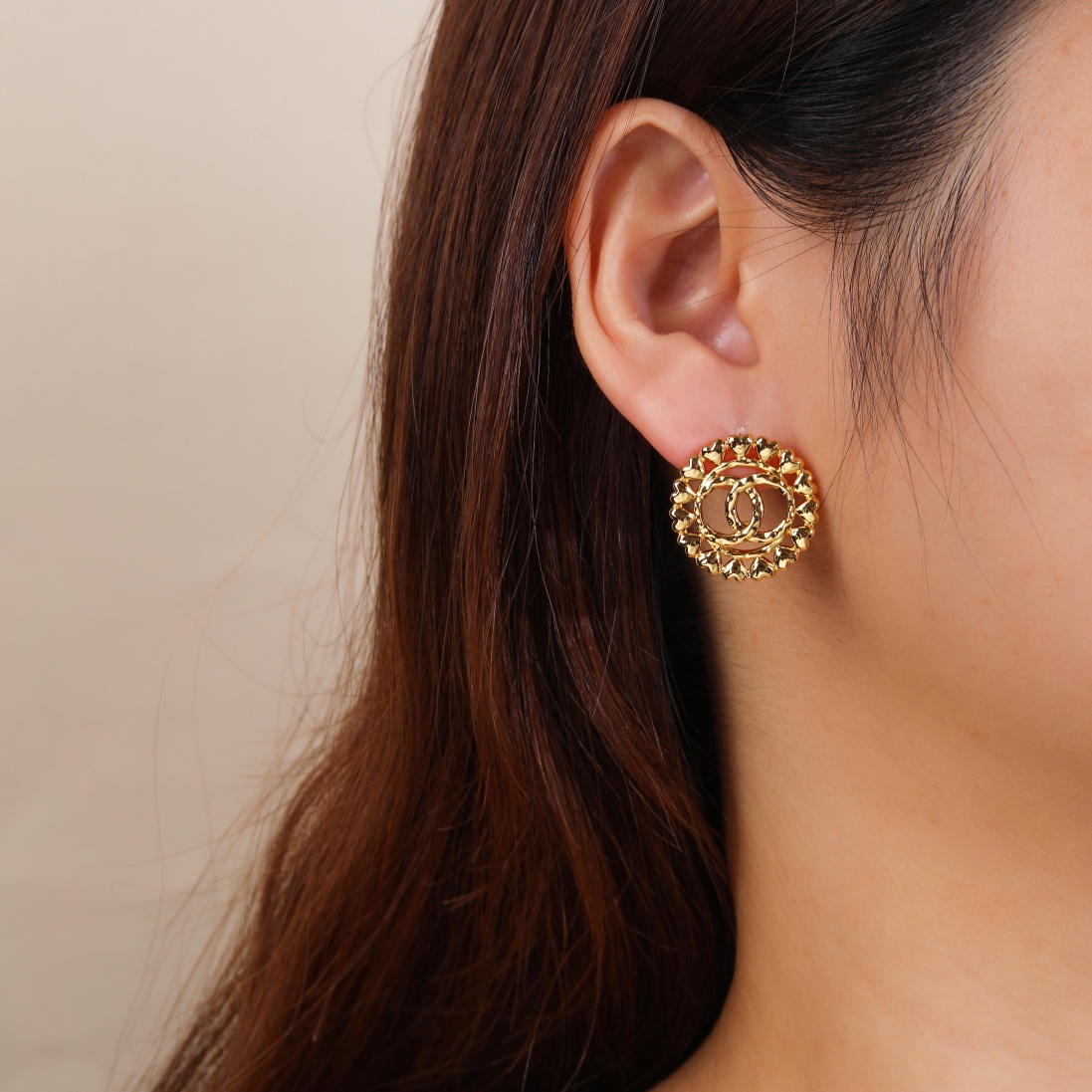 CCE141 Chanel metal gold Heart CC earring - ccjewelryacc