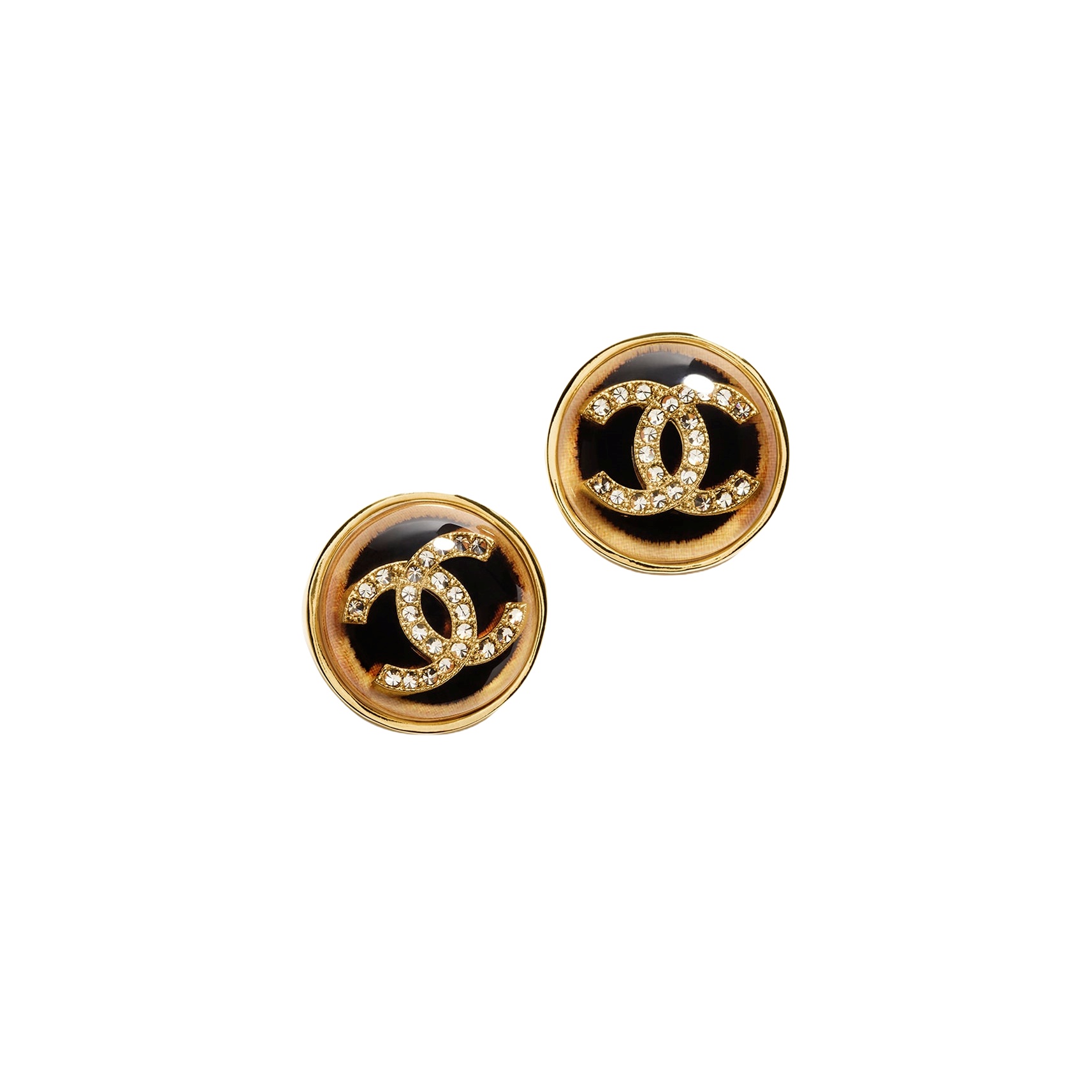 CCE852 24A Vintage round button cc logo stud earring - ccfashionjewelry