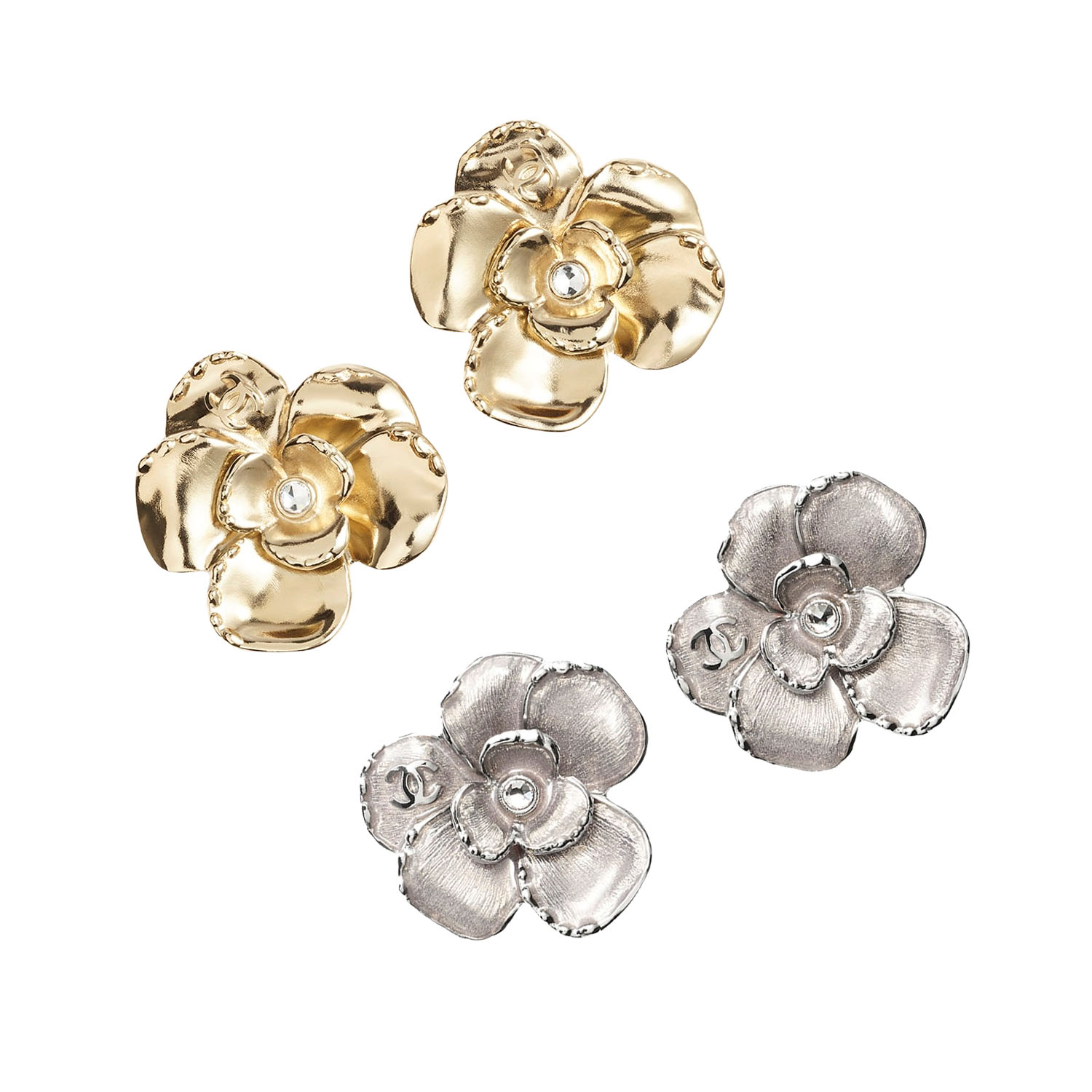 CCE871 24B camellia with cc logo earring - ccjewelryacc