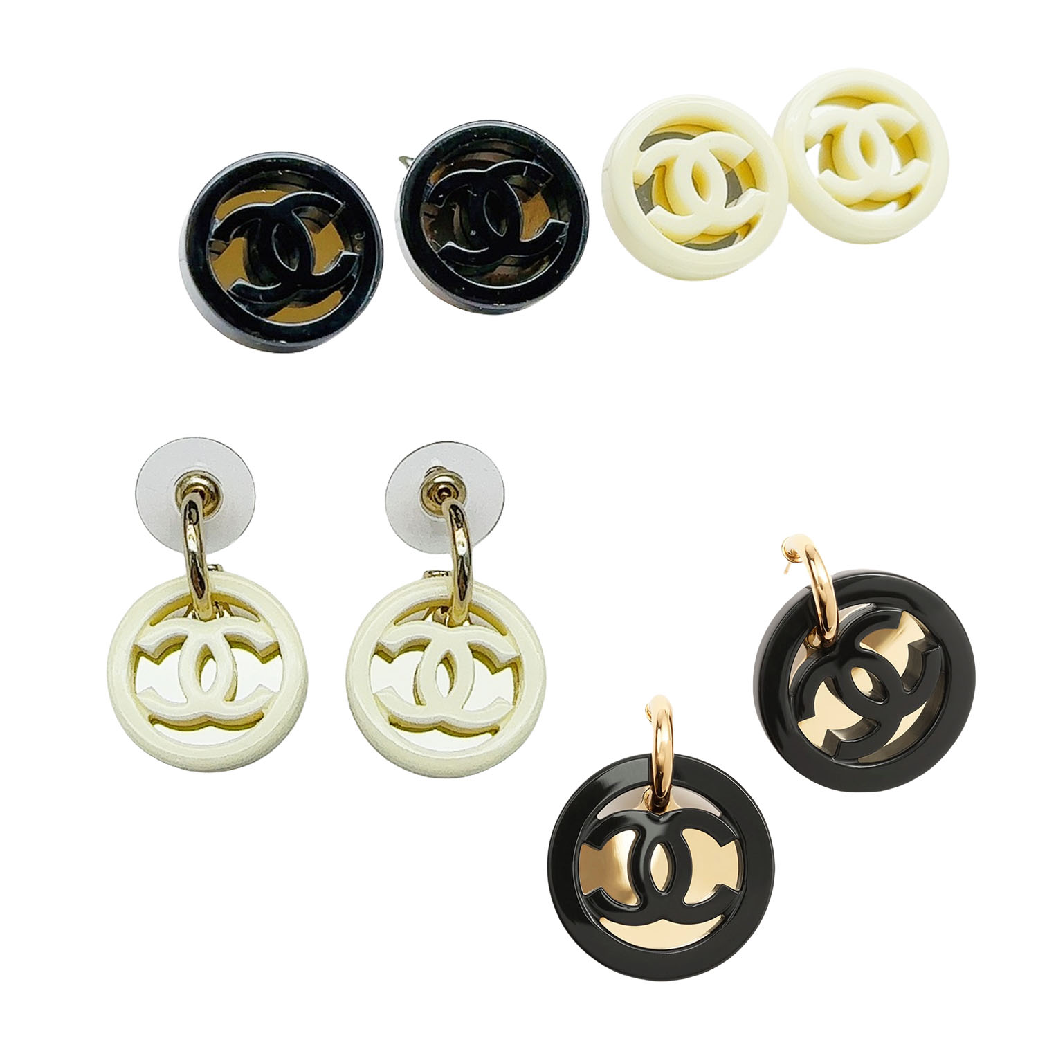 CCE869 24B Metal acrylic cc logo earring - ccjewelryacc