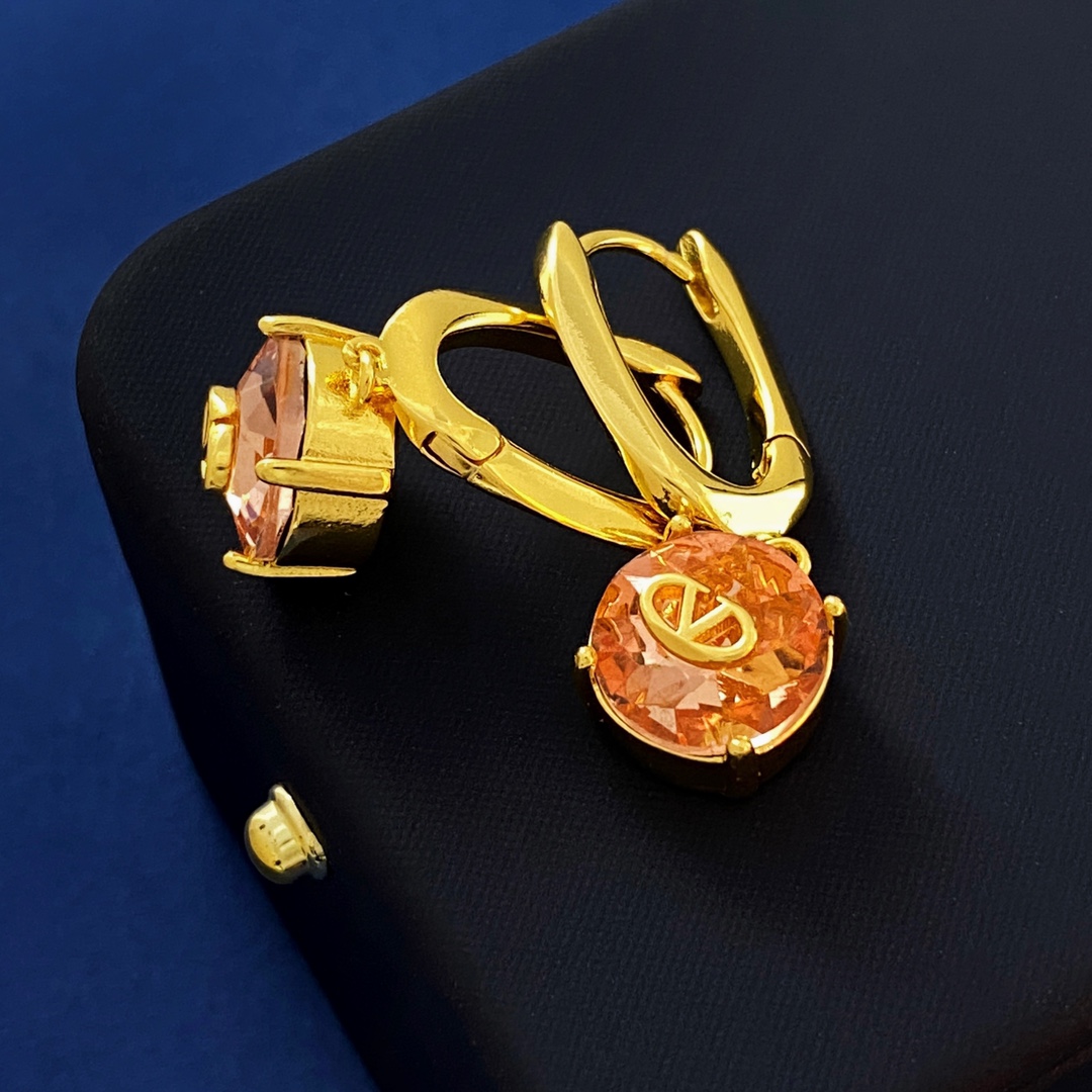 VTE082 Valentino v logo crystal earrings - ccjewelryacc