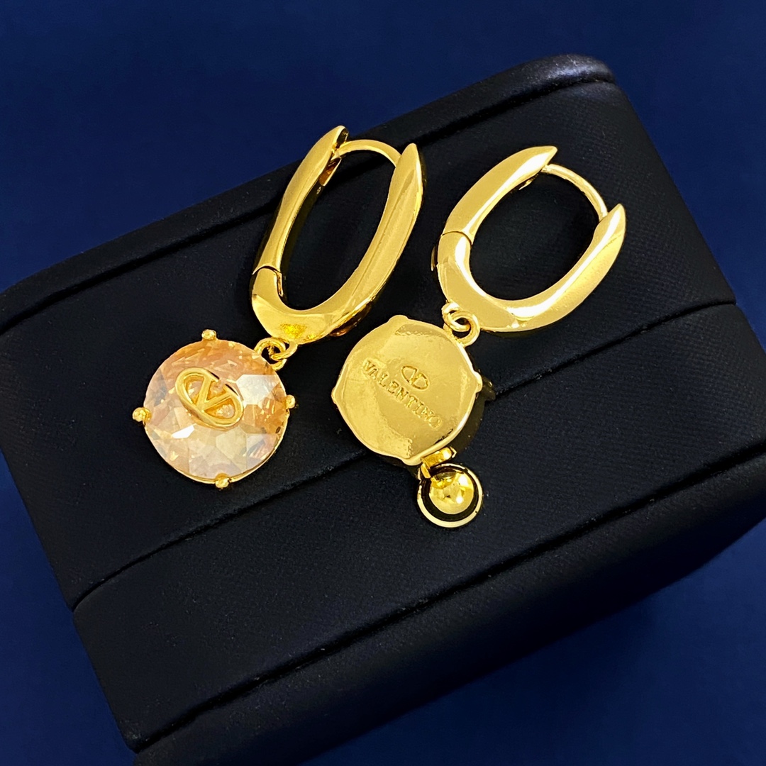 VTE082 Valentino v logo crystal earrings - ccjewelryacc