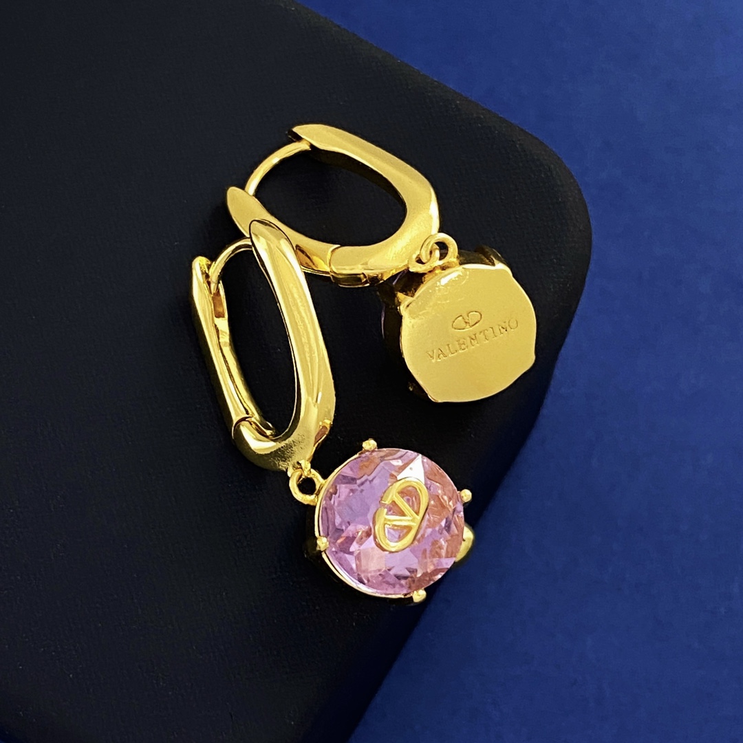 VTE082 Valentino v logo crystal earrings - ccjewelryacc