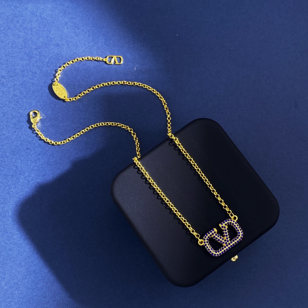 VTS024 Valentino Garavani VLogo Signature blue crystal bracelet - ccjewelryacc