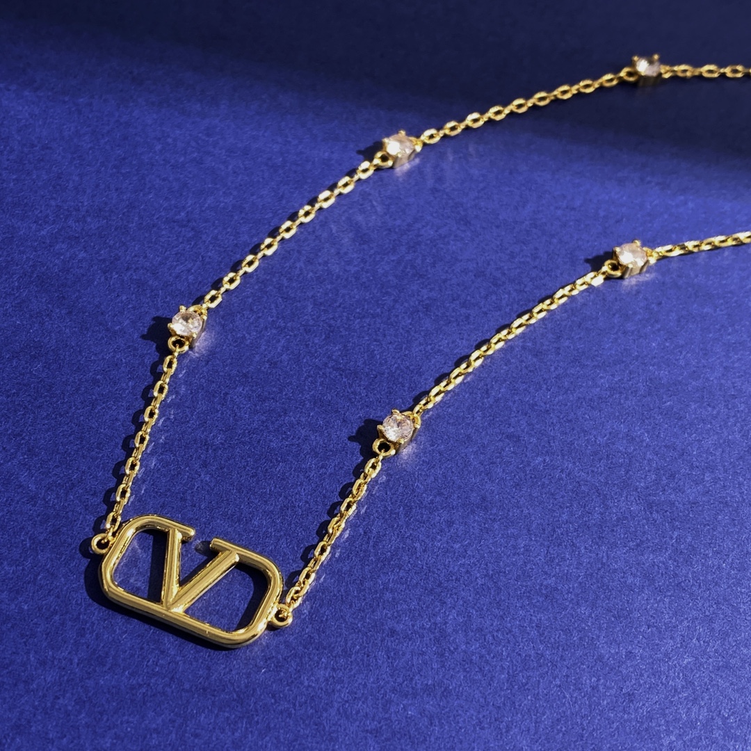 VTN015 Valentino Garavani VLogo Signature crystal choker necklace bracelet - ccjewelryacc