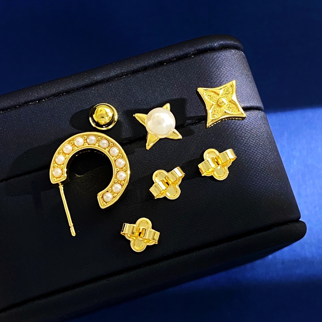 LVE080 Metal C shape pearl hook earring set of 3 - ccjewelryacc