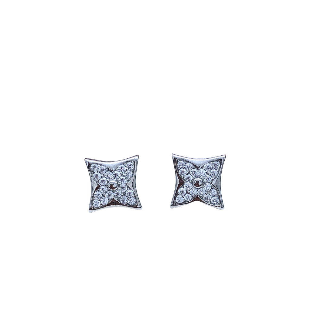 LVE059 Metal Full crystal monogram stud earrings - ccjewelryacc