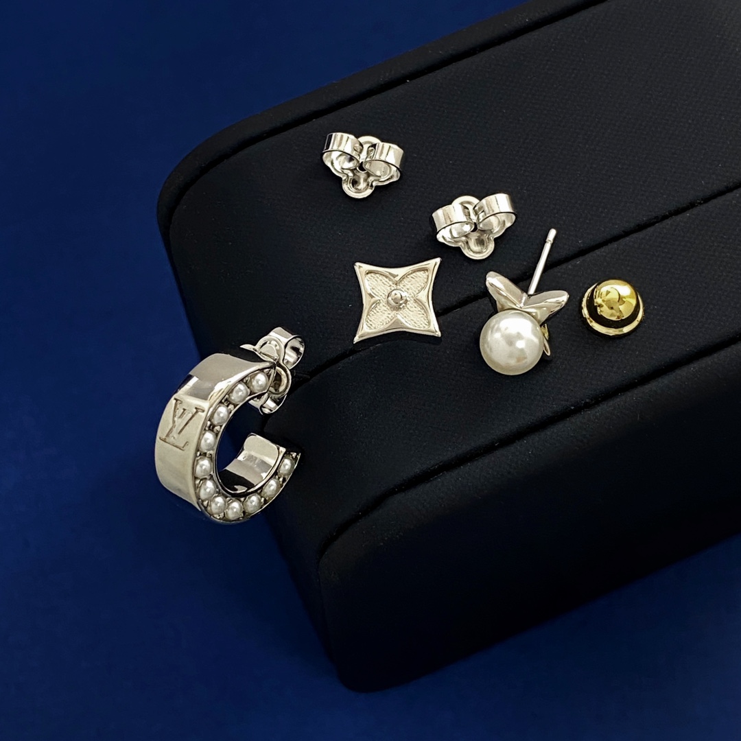 LVE080 Metal C shape pearl hook earring set of 3 - ccjewelryacc