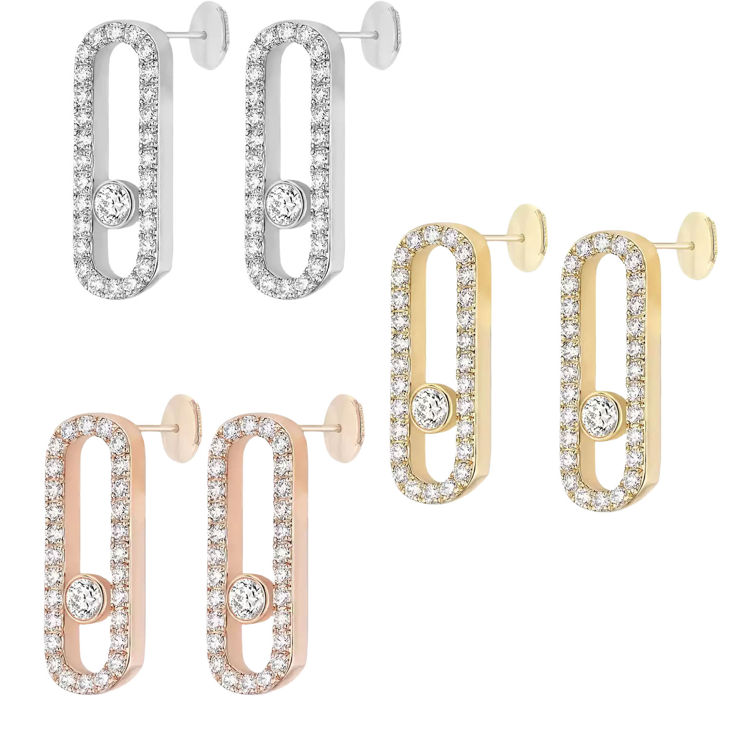 MSEV001 Move uno pavees diamond stud earring - ccjewelryacc