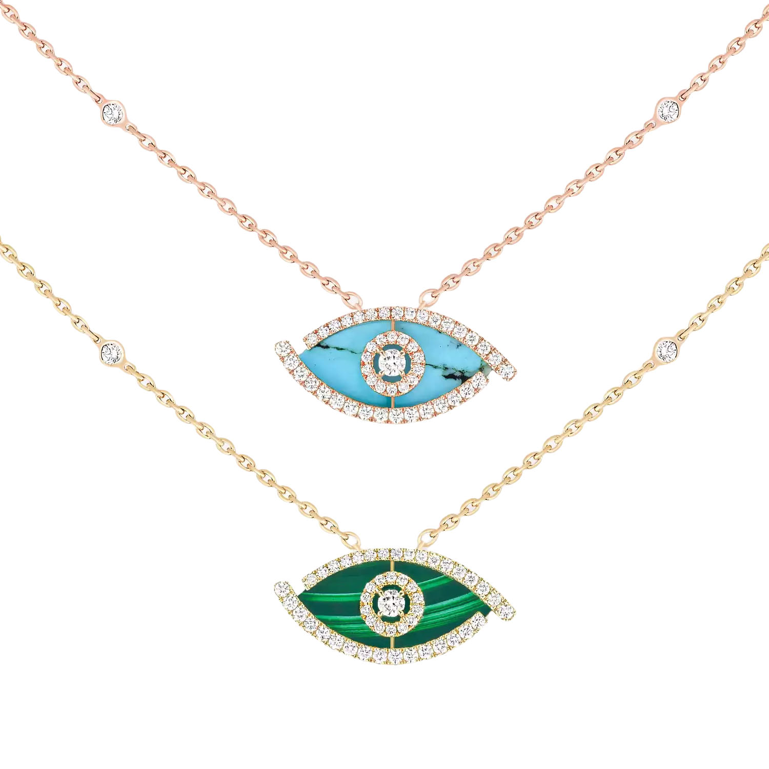 MSNV003 Lucky Eye Malachite pendant necklace - ccjewelryacc
