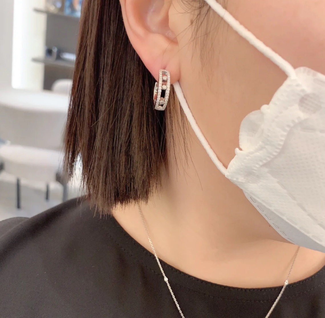 MSEV003 Créoles Move Pavées diamond hook earring - ccjewelryacc