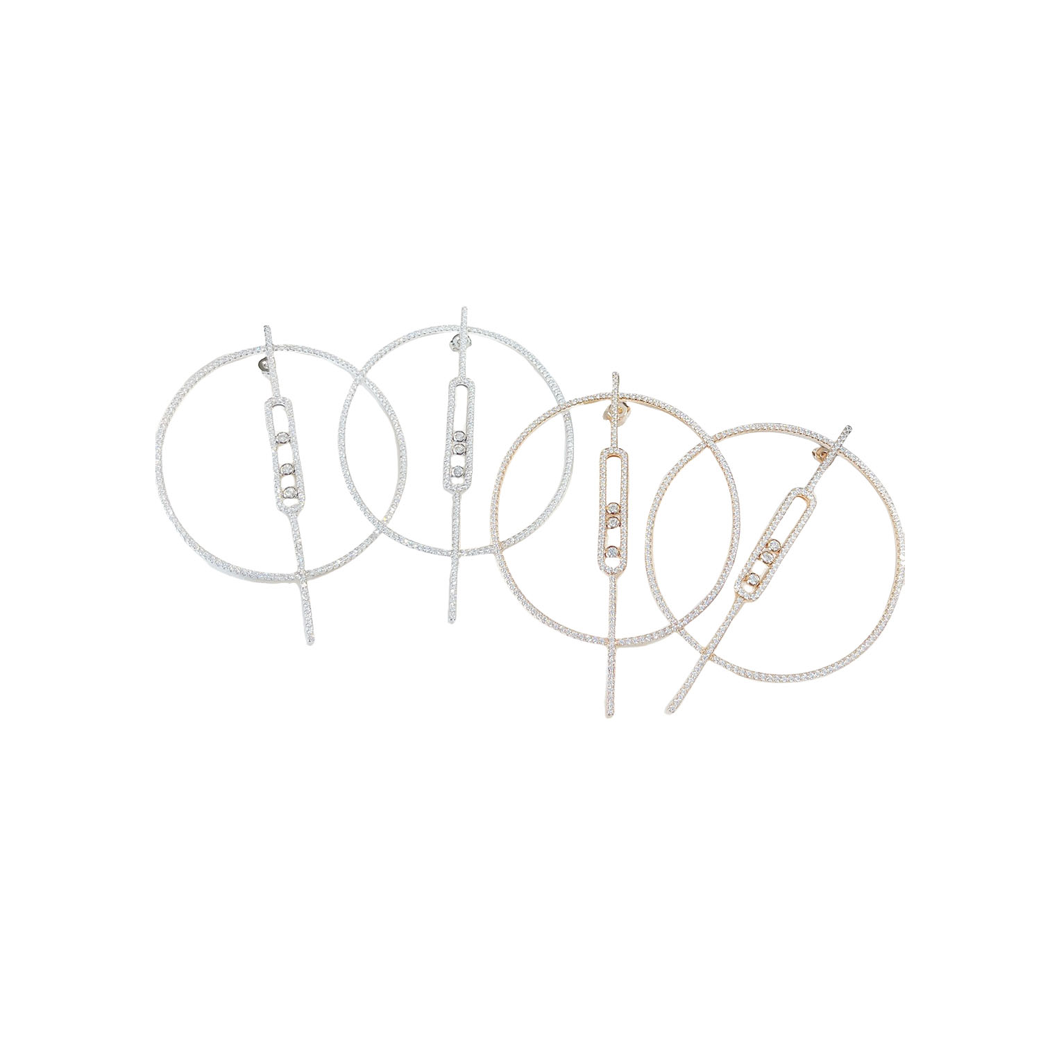MSEV021 Creoles Move Uno diamond Hoop Earrings - ccfashionjewelry