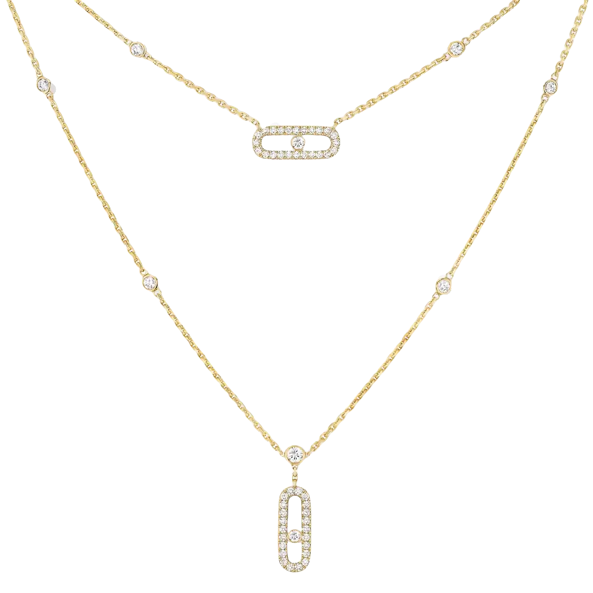MSNV026 Move Uno 2 Rangs Pave necklace - ccjewelryacc