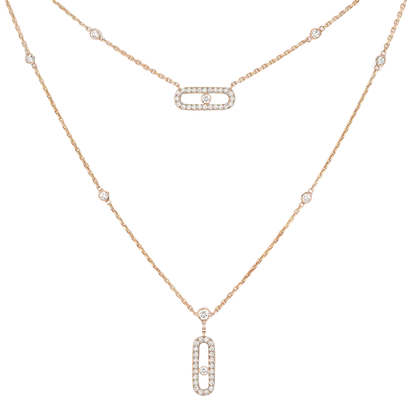 MSNV026 Move Uno 2 Rangs Pave necklace - ccjewelryacc