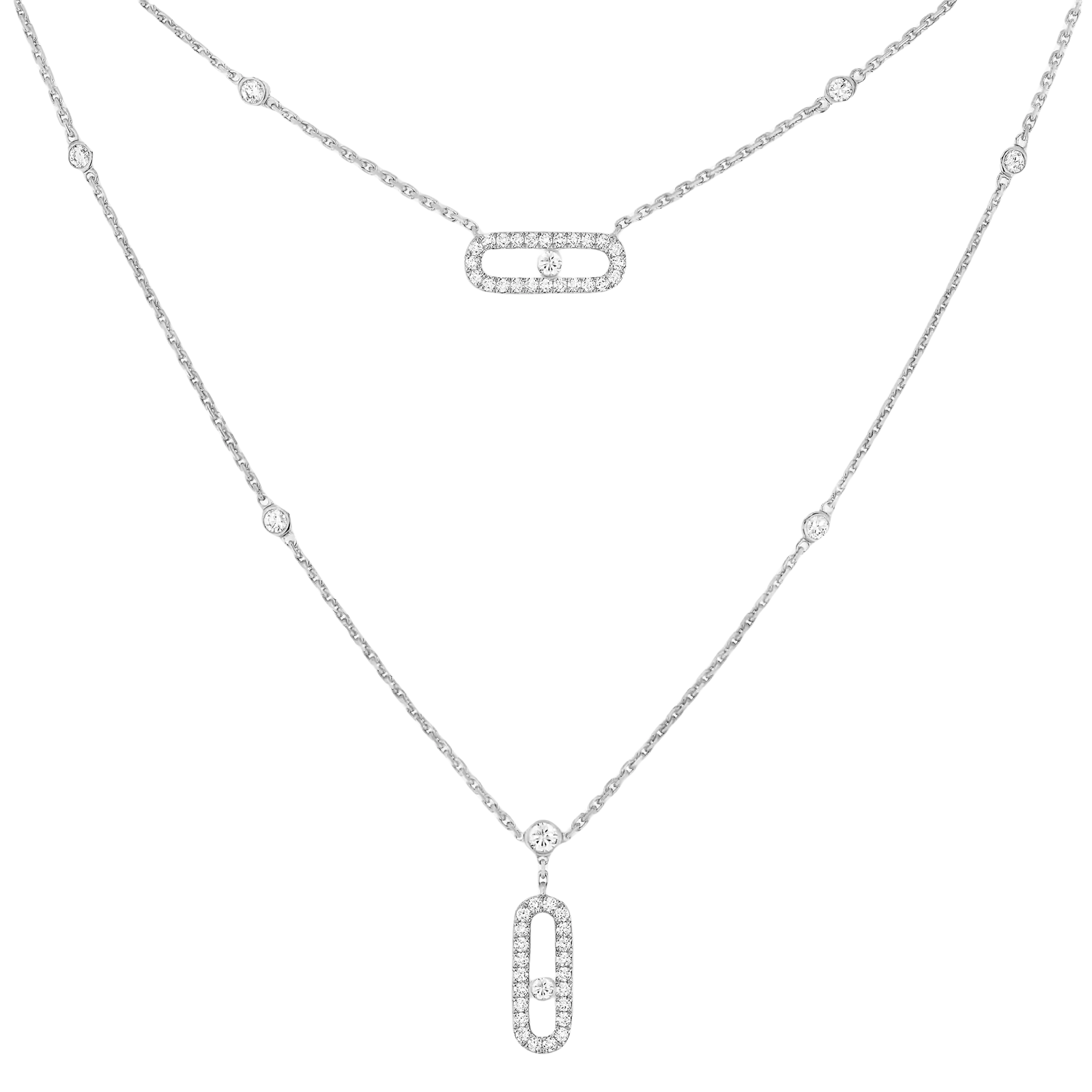 MSNV026 Move Uno 2 Rangs Pave necklace - ccjewelryacc