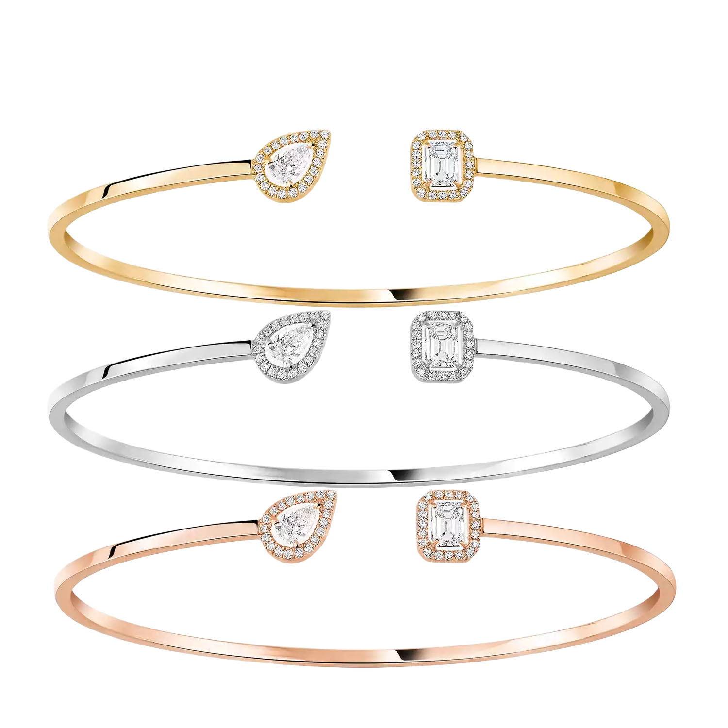 MSSV005 Jonc Flex My Twin Toi & Moi elasticity Bracelet Diamand - ccfashionjewelry