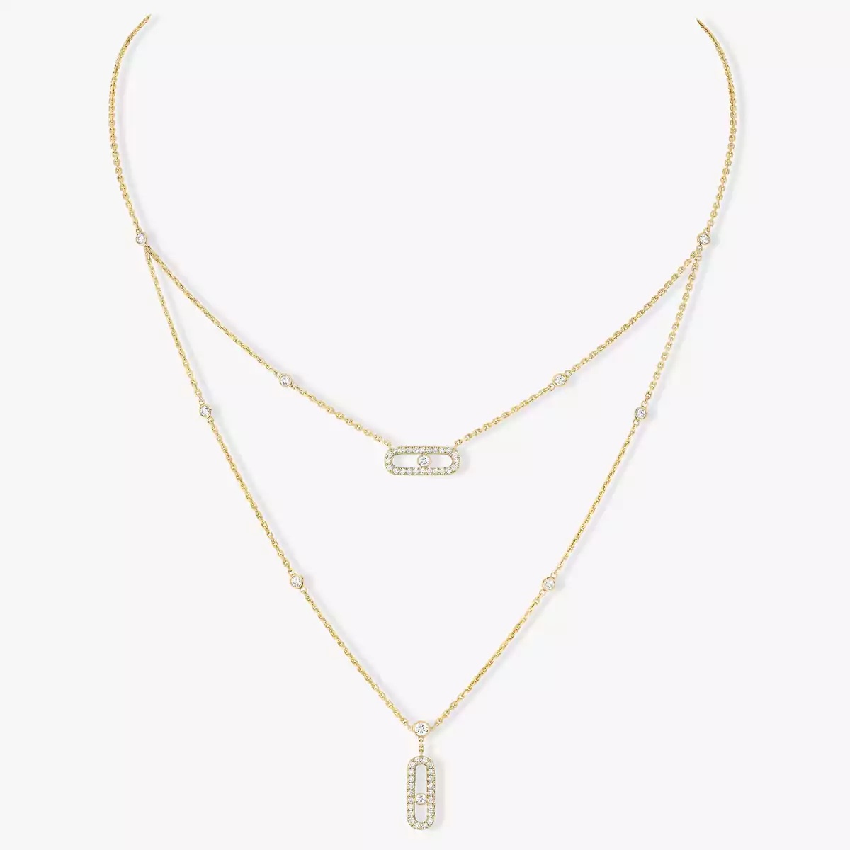 MSNV026 Move Uno 2 Rangs Pave necklace - ccjewelryacc