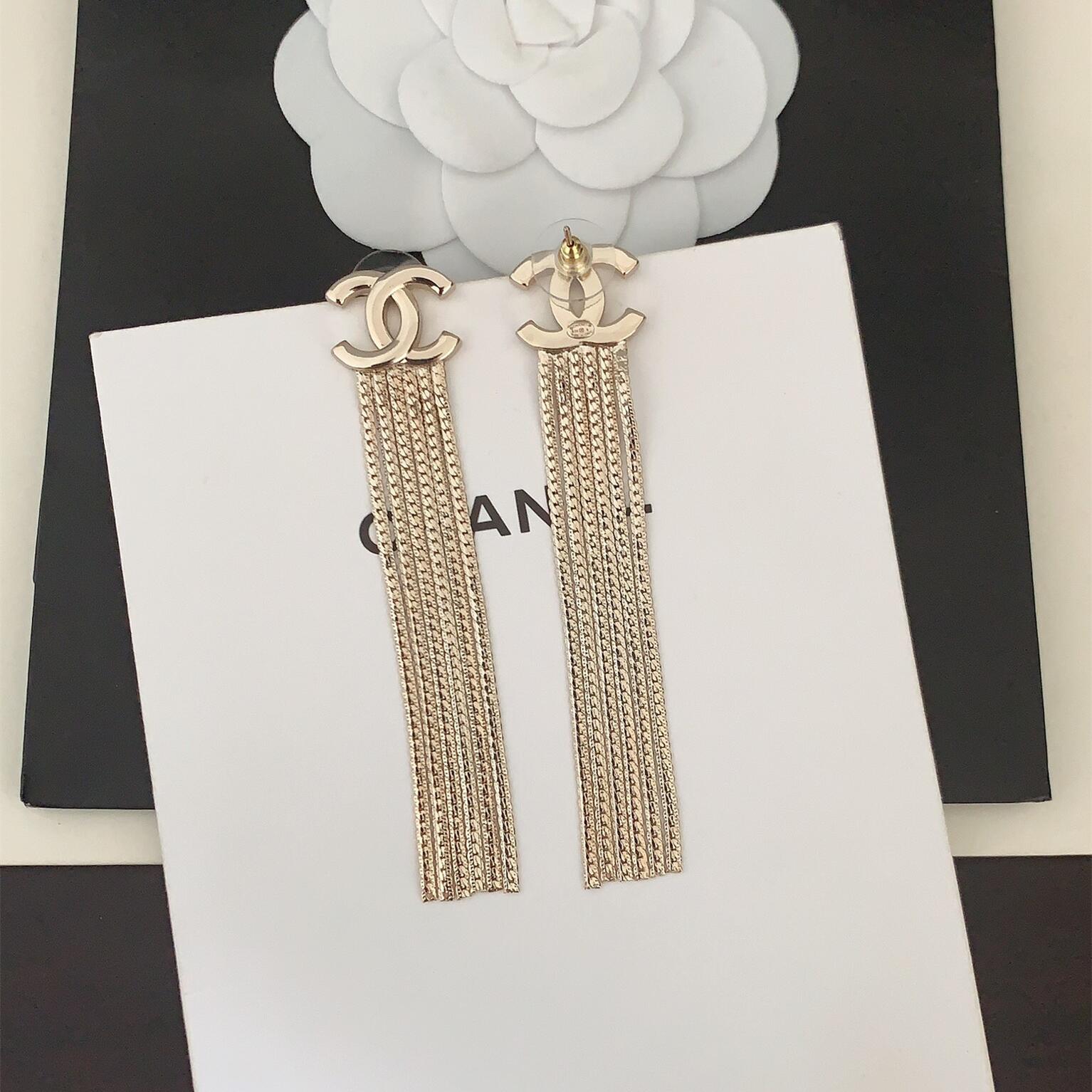 CCE874 cc logo tassels Pendant Earrings - ccjewelryacc