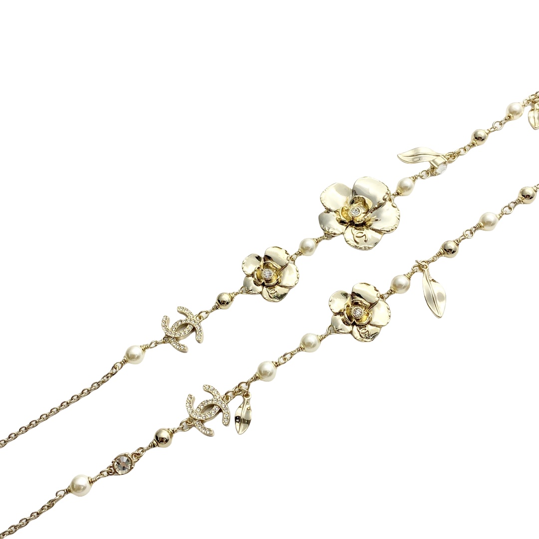 CCL082 24B camellia CC Long Necklace - ccjewelryacc
